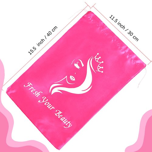 Satin Bags With Drawstring Satin Packaging Bags for Bundles,Wigs,Hair Extensions,Tools, business gift bags Hair Storage and Travel Bags Soft Silk Satin Pouches with Drawstring (6 PCS Pink)