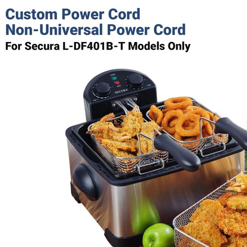 Secura Magnet Power Cord (Only Compatible L-DF401B-T Deep Fryer), 1M, Black