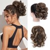 Ponytail Extension, 9 Inch Loose Short Curly Pony Tails Hair Extensions, Wavy Ponytail Hairpieces for Women (Light Brown Mixed Blonde)