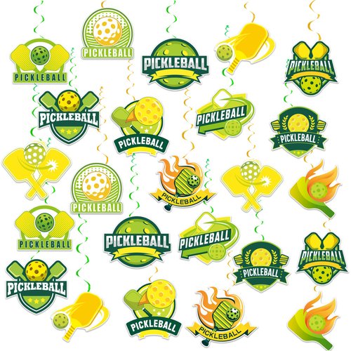 24 Pcs Pickleball Hanging Decorations Pickleball Hanging Swirls Ceiling Swirls Pickleball Birthday Party Supplies for Pickleball Party Decorations Sports Decorations