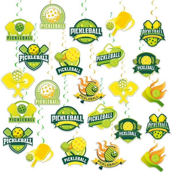 24 Pcs Pickleball Hanging Decorations Pickleball Hanging Swirls Ceiling Swirls Pickleball Birthday Party Supplies for Pickleball Party Decorations Sports Decorations