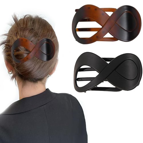 2 PCS French Flat Hair Clips, Curved Hair Claw Alligator Hair Clips for Women, No Slip Grip Strong Hold Thick Hair Banana Barrettes for Women Hair Style