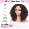 WIGER 15 inch Short Bob Lace Front Wigs Middle Part Wigs Curly T Part Wigs Ombre Afro Kinky Curly Wigs Synthetic Curly Wig For Black Women(1B/99J)