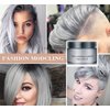 Silver Gray Hair Wax,Temporary Natural Mud Grey Hair Dye Coloring Wax for Cosplay,Party,Show,Daily Use Etc,Long Lasting,Washable,Refreshing & Non-greasy Matte Hairstyle Ash