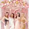 Amandir Sweet 16 Party Decorations, 16th Birthday Decorations for Girls Rose Gold Pink Foil Number Balloons Table Cloth Crown Sash Fringe Curtains Happy Birthday Banner Butterfly Party Supplies