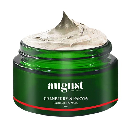 August Bioscience Natural Clay Mask with Cranberry & Papaya - 100g | Deep Pore Cleansing, Hydrates & Tightens Skin | Natural Exfoliator | Removes Excess Oil & Dead Skin | Improves Skin Barrier