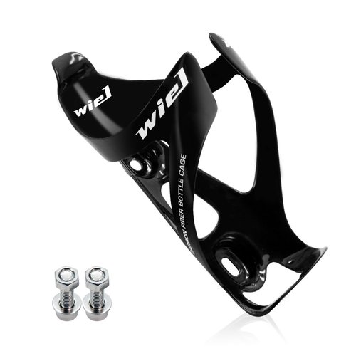 Wiel 100% Full Carbon Fiber Bicycle Bike Light Drink Water Bottle Cage Holder (2Pcs All Black)