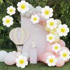 Daisy Balloons with Smiley Face 12 Pcs White Daisy Flower Smiley Face Foil Balloons for Birthday Wedding Hippie Boho Girl Groovy Daisy Party Decorations Supplies