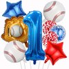 HADCKJA Baseball Balloons Baseball Birthday Party Supplies with 1st Balloon Baseball Glove Balloon Red Blue Star Red Blue Confetti Balloon for Boy Shower Decorations Birthday Party Decorations 9Pcs