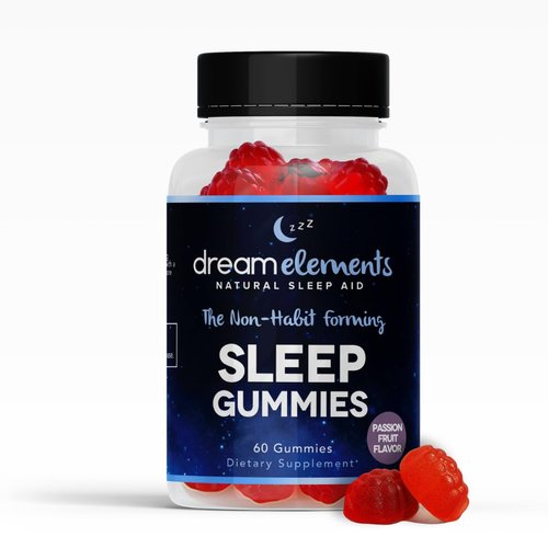 Dream Elements Sleep Supplement Gummies - All Natural, Passion Fruit Flavor, 60ct