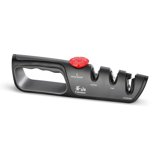 Cangshan 1026108 3-Stage Adjustable 14-24 Degree Professional Knife + Scissor Sharpener Black