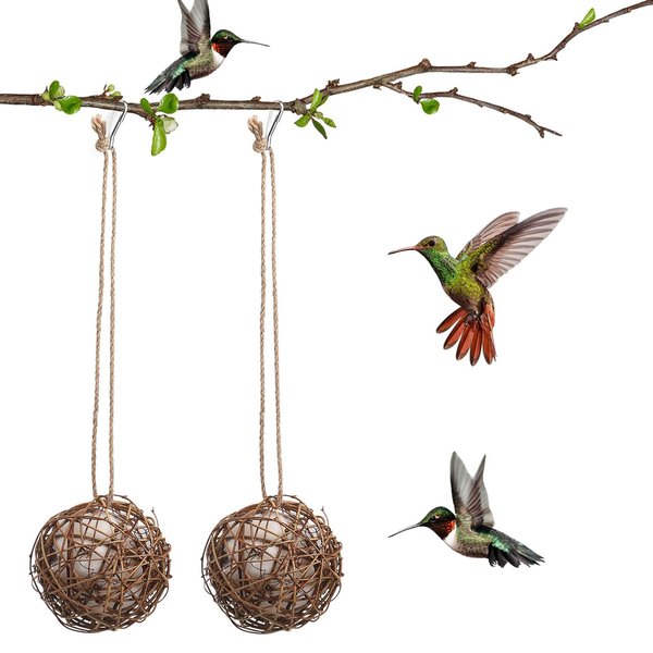 Kisangel 2 pcs Rattan Bird Nesting Balls Decorative Wicker Balls Parakeet Toys Bird Cage Accessories Parrot Chewing Foraging Toys