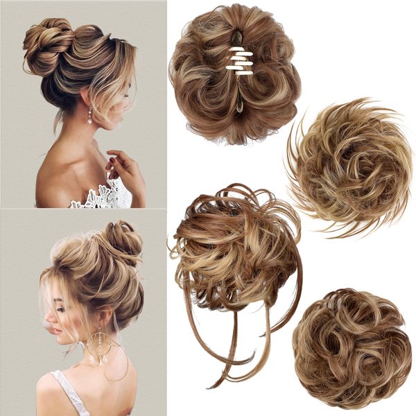4 Pcs Messy Hair Bun Hairpiece Fake Hair Bun Messy Bun Scrunchie Hair Pieces for Updos Bun Wig Hair Extensions Pieces for Women