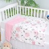 PHF Minky Baby Blanket for Girls, 30x40 Inches Soft Double Layer Baby Blankets with Dotted Backing, Receiving Blanket Bed Throws for Newborn, Infant, Babies, Floral
