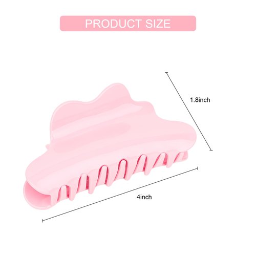 CURASA Medium Hair Clips For Women Girls Pink Rose Tortoise Claw Clips For Thick Thin 2 PCS Cloud Design French Hair Accessories Cute Nonslip Decorative Hair Barrettes Set