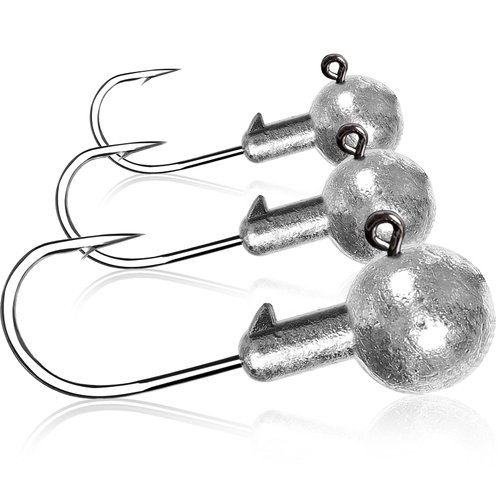 AMYSPORTS Trout Freshwater Jig Head Hook Saltwater Tackle Jig Hook Lead Round Ball Fishing Jigs Lead Sharp 25pcs 3/8oz