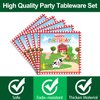 Piooluialy Farm Birthday Party Supplies Tableware Set - Farm Animal Party Decorations Include Dinner Plates, Cups, Napkins, Cutlery, Farm House Animal Barnyard Theme Party Supplies | Serves 24