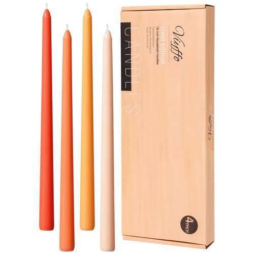Viyffo 12 Inch Orange Taper Candles Set of 4 Unscented Smokeless Long Tall Tapered Candles for Candlesticks Sticks Wedding Advent Home Decor Dinner Christmas