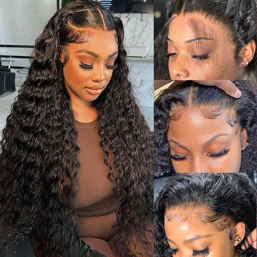 oveflect Deep Wave Lace Front Wigs Human Hair Pre Plucked 26 Inch 13x6 Water Wave Wigs Lace Front Wigs Human Hair Glueless Wigs Human Hair Pre Plucked With Baby Hair Natural Color For Black Women