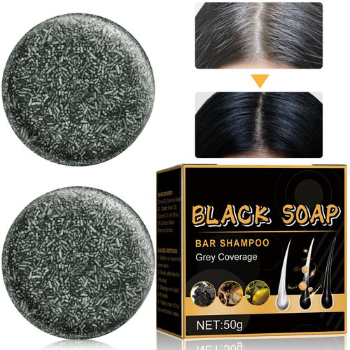TPTAL Gray Hair Reverse and Coverage Bar Soap - Natural Hair Darkening Shampoo for Fast Black Hair (2PCS)