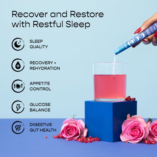 SUU Circadian Unwind Natural Sleep Aid Hydration Packets - Nighttime Sleep Powder with GABA, Valerian Root, Chamomile, Passion Flower & Organic Apple Cider Vinegar - Pomegranate Rose 30 Pack