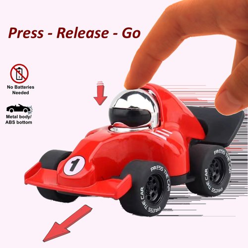 Elementoy 4-Pack Alloy Press and Go Toy Cars, Die-cast Collectible Model Race Cars, Birthday Christmas Holiday Party Gift for Kids 3+, Adults, and Collectors, Multi-Color (Cars #1 to #4)