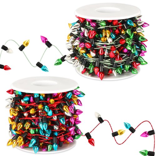 Jansun 32.8 feet Dollhouse Fake Lights String, 2 Rolls Miniatures Dollhouse Christmas Decorations for Doll House Miniature Furniture Crafts Accessories Christmas Holiday Party Decor