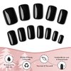 LoveOurHome 240pc Black Press on Nails Short Fake Nails Square Glue on Nail Short Acrylic Nails Press ons Nail Tips Full Cover False Nail Women Gilrs Square Artificial Fingernail with Adhesive Tab