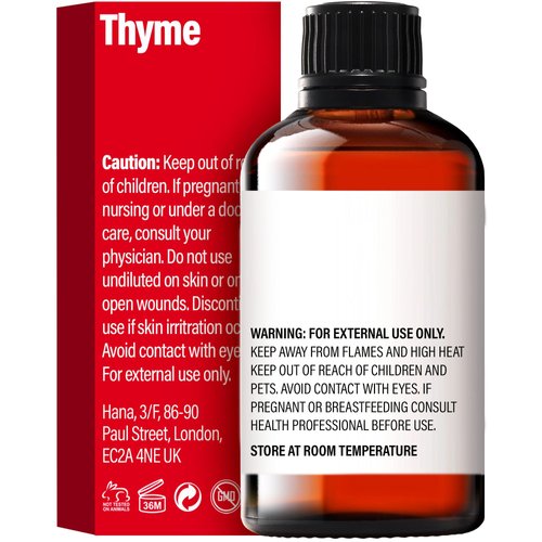 H’ana Thyme Essential Oil for Hair - 100% Natural Thyme Oil for Skin - Thyme Essential Oil for Diffuser (1 Fl Oz)