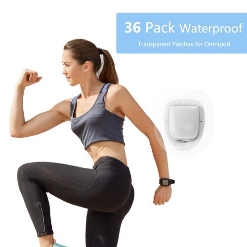 HECHUAN Adhesive Patches for Omnipod 5,Waterproof-36 Pack Transparent Tape,Clear Sensor Covers for Omnipod-Overpatch Long Lasting to 10 Days