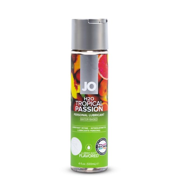 JO H2O Tropical Passion Flavored Lubricant, Water Based Sugar Free Lube for Men, Women and Couples, 4 Fl Oz,