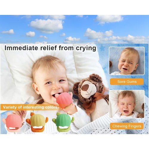 2 Pack Baby teether Toys, Baby Sore Gums Relief Infant Baby Teething Toys baby gifts, Teething Toys for Babies 0-9 Months, with Storage Case Easy to Carry and Keep Clean gift box (Yellow+ Green)