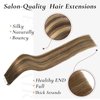 Hyssiet Tape in Hair Extensions Human Hair, 20pcs 50g 20 Inch Tape in Hair Extensions,Balayage Chocolate Brown To Caramel Blonde,Invisible Remy Silky Straight Natural Thick Real Human Hair Extensions