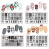 Born Pretty Nail Stamping Plates Set Plaid Flowers Leaves Lace Nail Art Image Plates Spring into Winter Stamp Templates Kit Image Manicuring DIY Printing Tools 8PCS