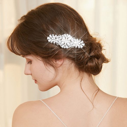 Women's Rhinestone Crystal and Pearl Vine Bridal Comb, Wedding or Prom Hair Side Combs Art Deco Accessory for Women, Brides Hair Accessories / Gift Box