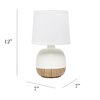 Simple Designs LT2078-LWW Petite Mid Century Table Lamp, Light Wood and White