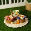 Miniature Food Dollhouse Accessories Garden Decor 1:12 Scale Bread Honey Picnic Basket Cloth Flowers 9PCS Garden Decoration Mini Room Display Props Model (Red Picnic Cloth)