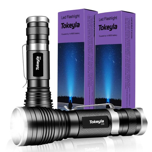 Tokeyla LED Tactical Flashlight Bright,3Modes High Lumens,Zoomable,Everyday Small Flashlights Powerful for Camping Accessory,Emergency,Only Flashlights(2PACK)