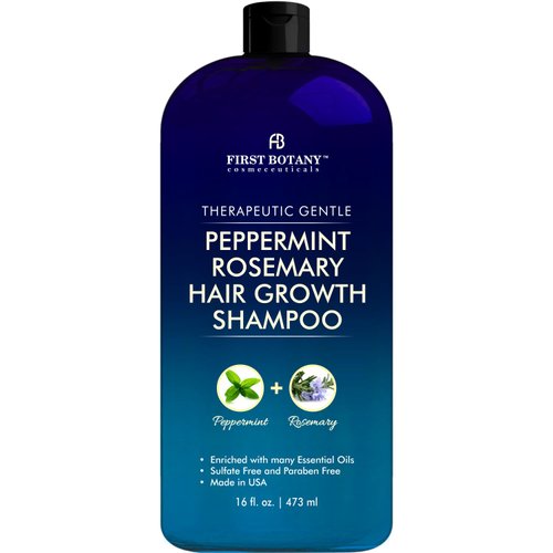 Peppermint Rosemary Hair Regrowth Shampoo - Anti Hair Loss product, Daily Hydrating, Detoxifying, Volumizing Shampoo and Fights Dandruff For Men and Women 16 fl oz