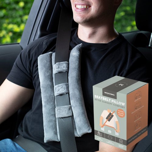 MOYOAMA Post Heart Surgery Seatbelt Pillow to Protect Sensitive Areas - Mastectomy Pillow for Seatbelt Pressure Relief - No Irritation Port Pillows for Chemo Patients - Mastectomy Patients
