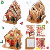 Sumind 3 Sets Christmas Gingerbread House Kit Small Xmas DIY Craft Kit Mini Christmas Cardboard Make-a-Gingerbread House Craft for Christmas Party Craft Holiday Supplies Decor(Classic Style)