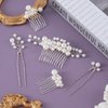 ANCIRS 3 Pack Pearl Bride Wedding Hair Comb & 2 Pack Silver Bridal Side Hair Pins for Women & Girls