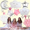 47 Pieces Sleepover Party Decoration Pink Sleepover Birthday Party Balloons Banner Cute Moon Star for Girls Pajamas Slumber Party Night Out Party Decoration (Pink)