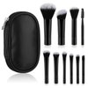 10 Pcs Travel Makeup Brush Set Mini Makeup Brushes Travel Size With Pack Portable Small Eyeshadow Eye Lipstick Foundation Brush Shadow Contour Blush Concealer (Black)
