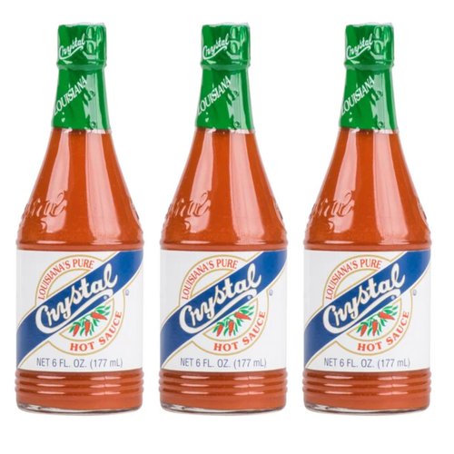 Crystal Hot Sauce Louisiana's Pure Hot Sauce 6 oz (Pack of 3) Amazon Exclusive Recipe Card Included