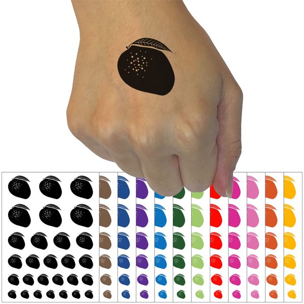 Mango Fruit Solid Temporary Tattoo Water Resistant Fake Body Art Set Collection - Orange (One Sheet)