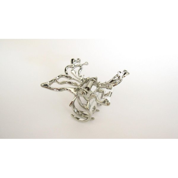 Generic Medium size silver butterfly wings metal hair claw clip jaw clip