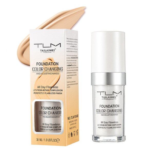 𝗧𝗟𝗠 Color Changing Foundation,Colour Changing Liquid Foundation,Hides Wrinkles & Lines, BB Cream Makeup Base Concealer Cover Moisturizing Fluid,for all Skin Tone