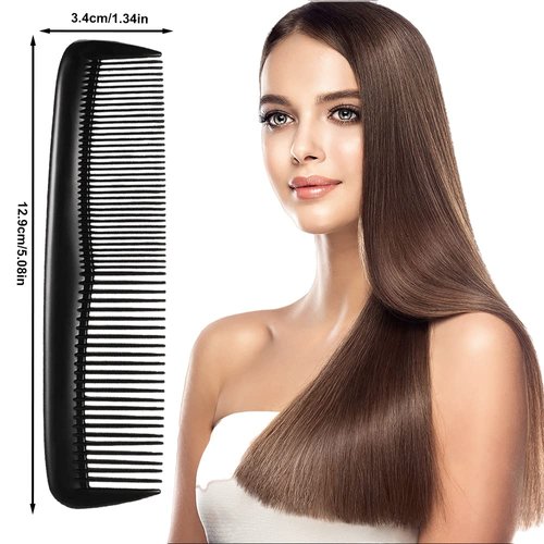 FXHDC-M 2 Pcs Pocket Plastic Hair Combs Fine and Standard Dressing Teeth Cut Hair Cutting Combs Black Hair Styling Combs Beard Combs for Women Men Hairdressing Salon Hair Care Tool