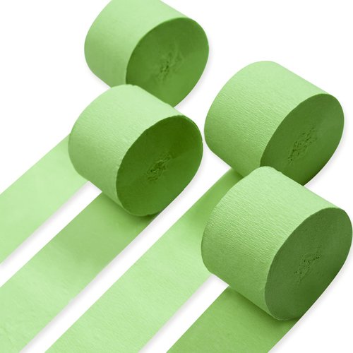 PartyWoo Crepe Paper Streamers 4 Rolls 328ft, Pack of Light Green Crepe Paper for Party Decorations, Wedding Decorations, Birthday Decorations, Baby Shower Decorations (1.8 Inch x 82 Ft/Roll)